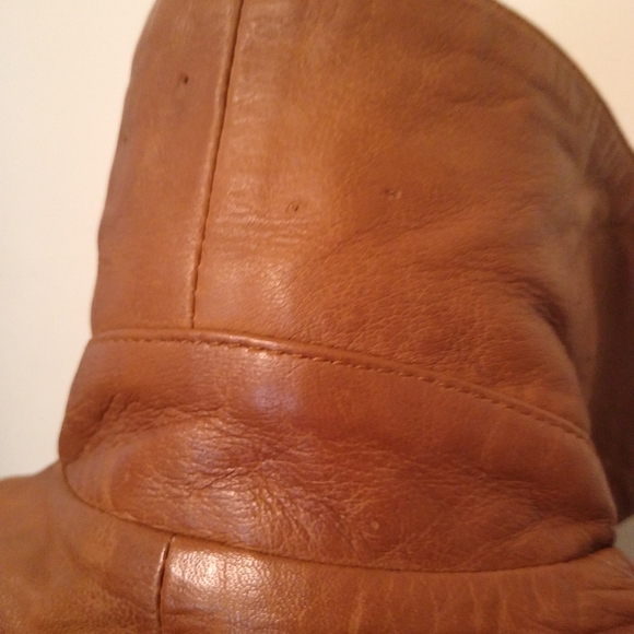 Ladies Medium Brown Leather Moto Jacket by Feminine Touch - Picture 6 of 16